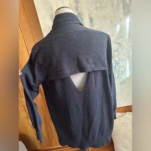 CAbi Cabi Women's Med.  Cardigan Sweater Blue Open Front Vented Back Victoria